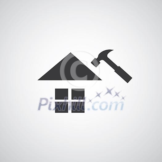 Home repair symbol on gray background 