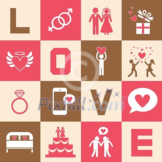 Valentine's day and wedding icons set Valentine's day and wedding icons set
