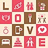 Valentine's day and wedding icons set 