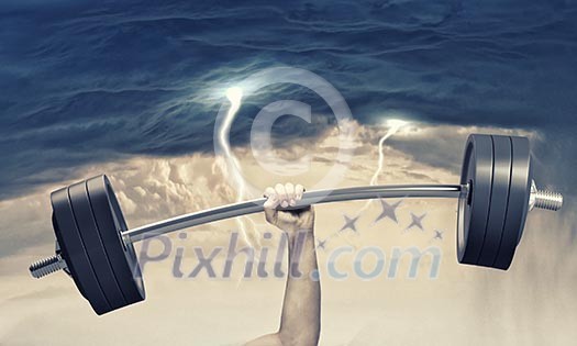 Lifting barbell above head. Strength and power Lifting barbell above head. Strength and power