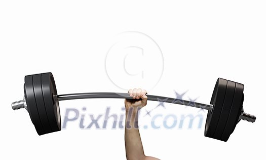 Lifting barbell above head. Strength and power