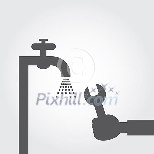 repair plumbing symbol  on gray background 
