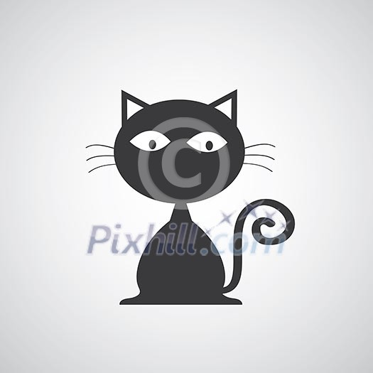 vector black cat cartoon symbol 