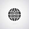 ship and globe logo design on gray background 