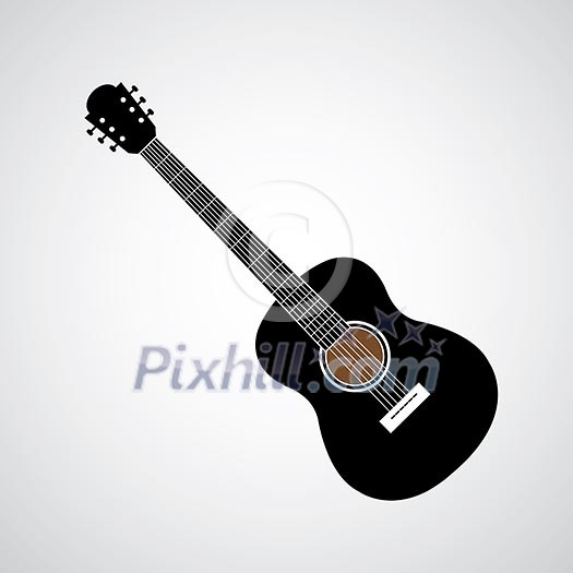 vector acoustic  guitar on gray background 