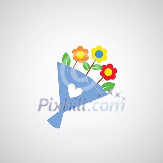 bouquet vector on gray background 