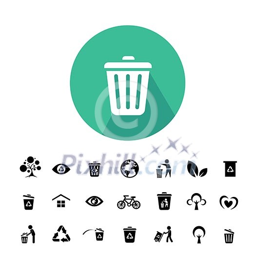 recycle and environment vector icon set 