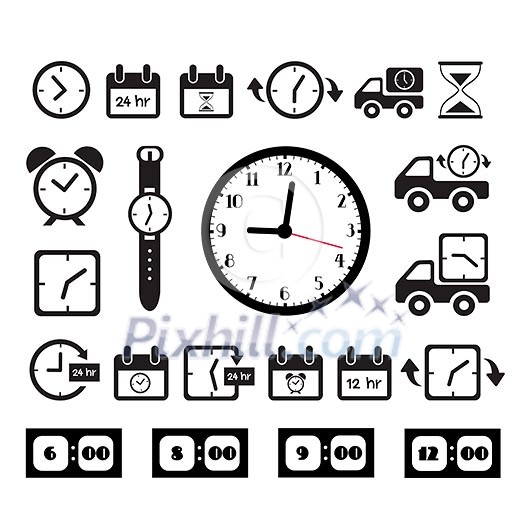 clocks icons on white background 