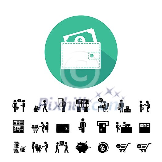 shopping and delivery icon set   