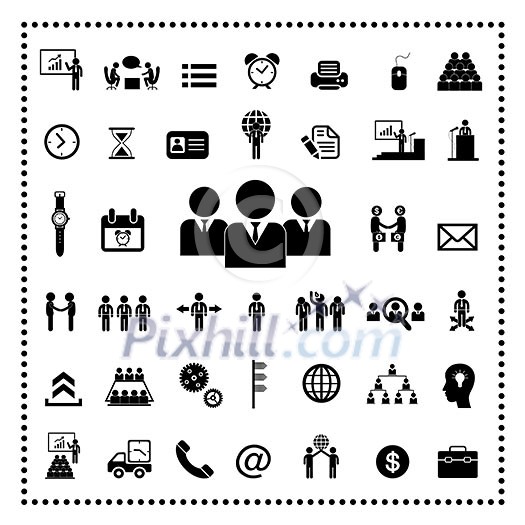 Business teamwork icon set on white background 