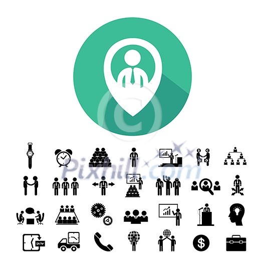 Business teamwork icon set on white background 