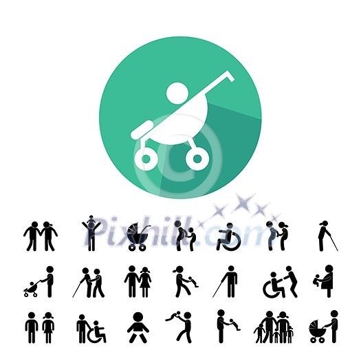 happy family vector icon set happy family vector icon set