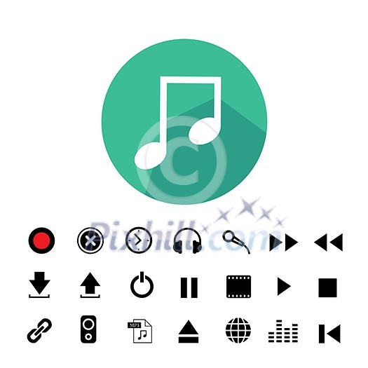 music button  icon set for media 