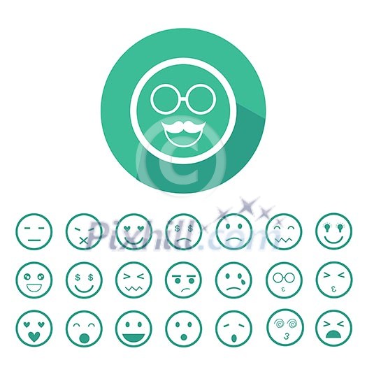 faces emoticon icons cartoon set  