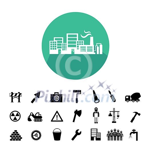 construction team vector icon set  