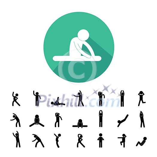 body exercise stick figure icon  