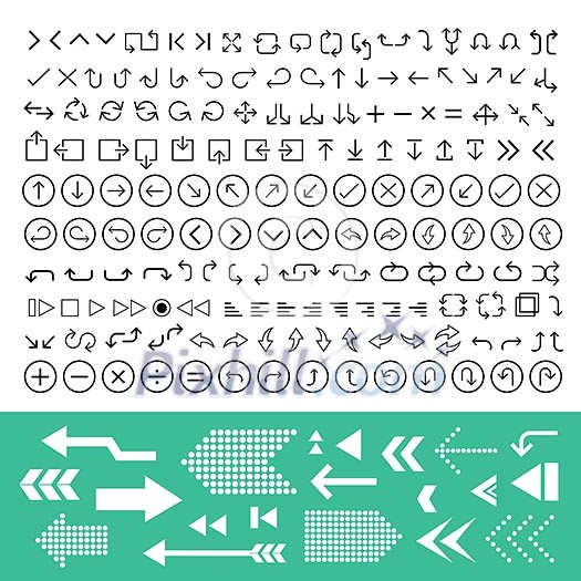 thin line arrow icons set thin line arrow icons set