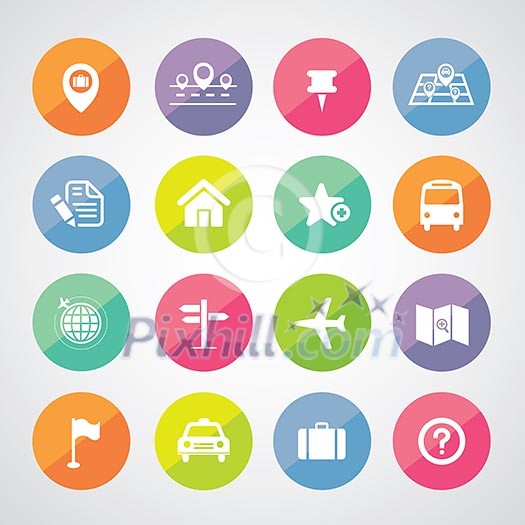 vector map and location icons set 