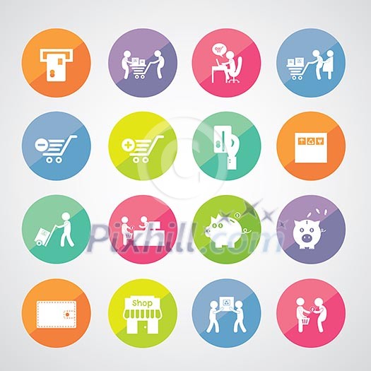 shopping and delivery icon set 