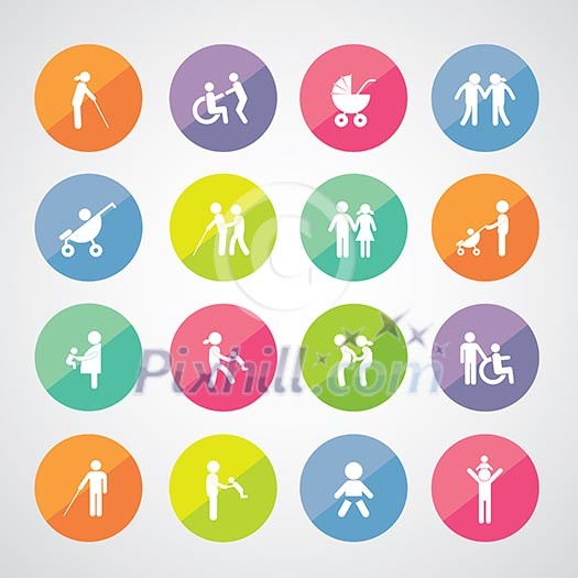 happy family vector icon set  