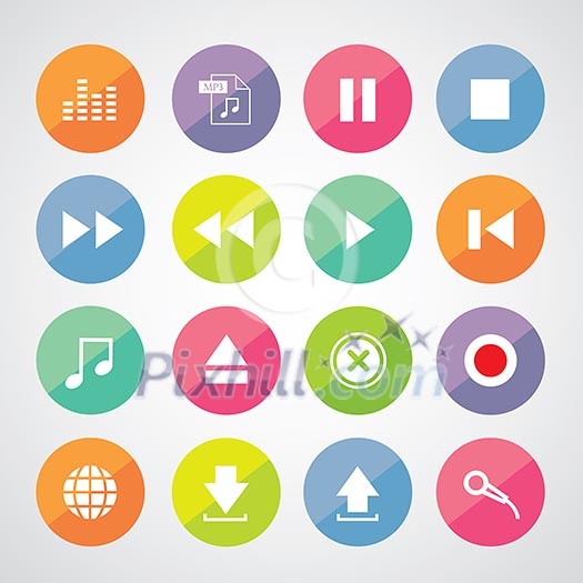 music button  icon set for media 