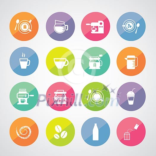 cup and coffee vector icon set  