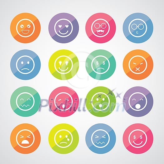 faces emoticon icons cartoon set   