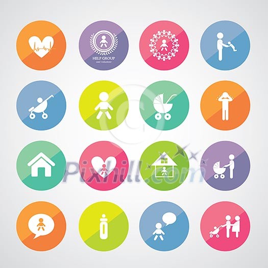 children action welfare stick figure icon 