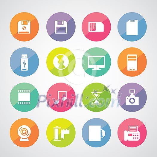 vector computer and storage icons set vector computer and storage icons set