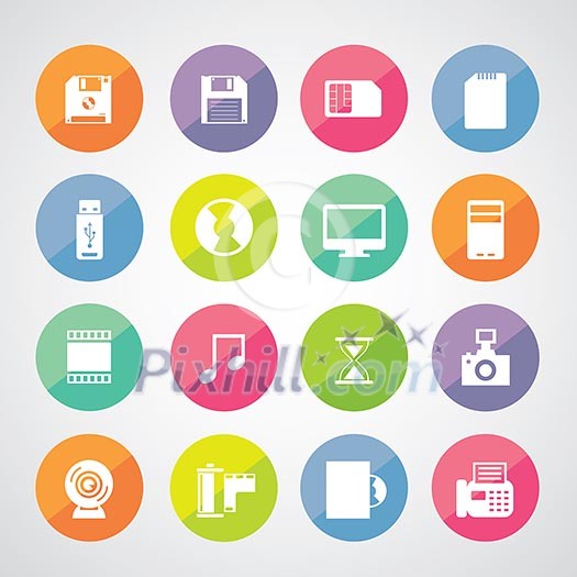 vector computer and storage icons set 