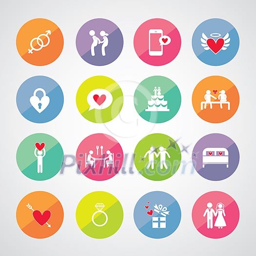Valentine's day and wedding icons set Valentine's day and wedding icons set