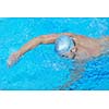 health and fitness lifestyle concept with young athlete swimmer recreating  on indoor olimpic pool
