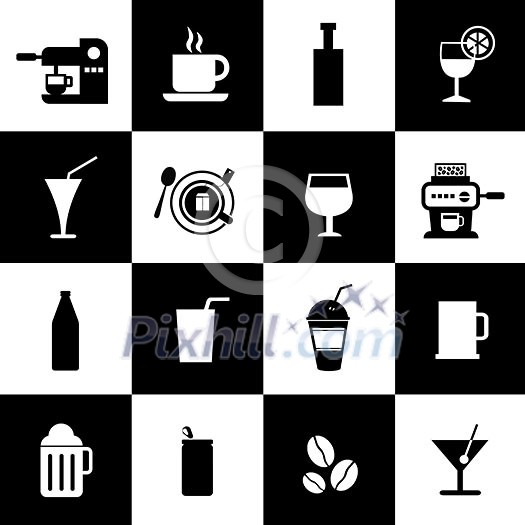 Beverages icons set for use 