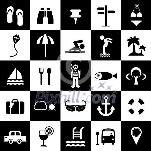 Travel and vacation icons set  