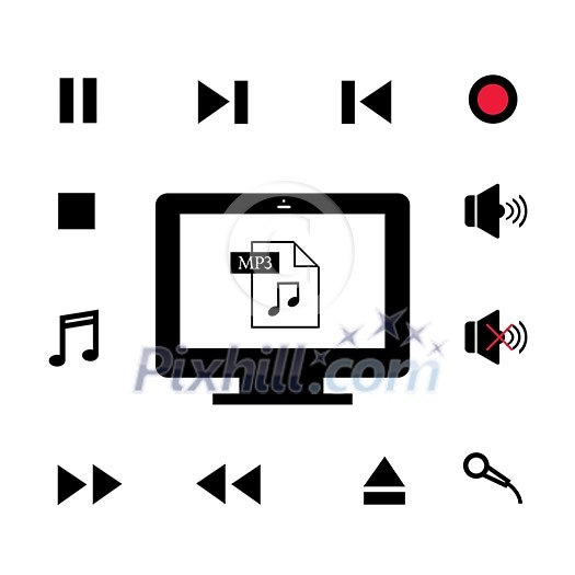 music and  technology symbol on white  background 