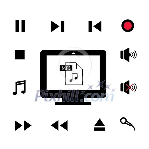 music and technology symbol on white background music and technology symbol on white background