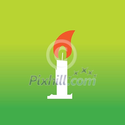 vector candle symbol on green background 