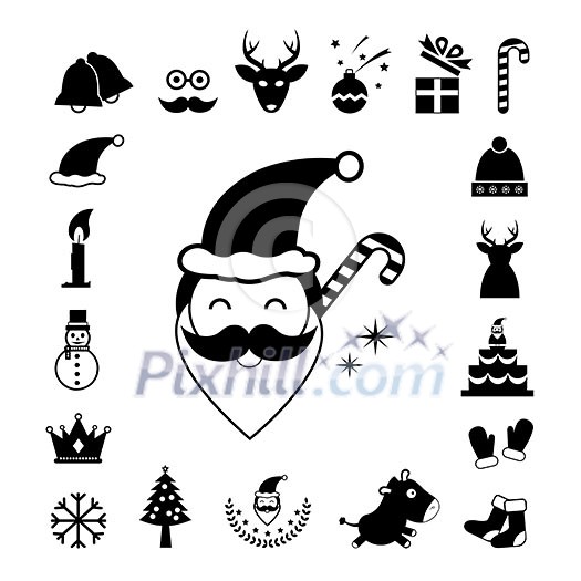 vector christmas day icon set 