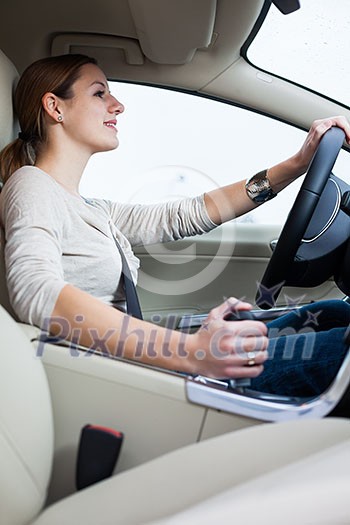 woman driving a car