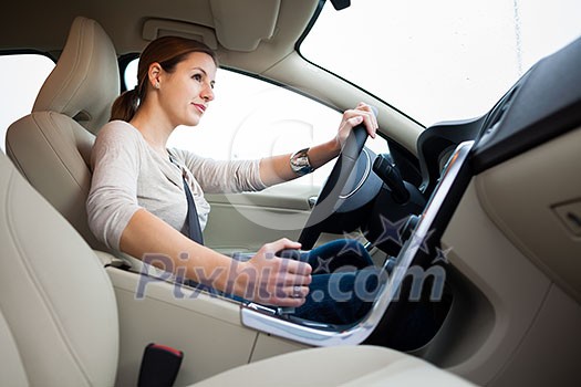 woman driving a car