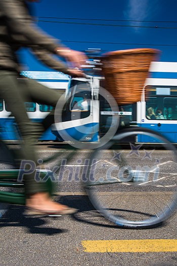 City transportation concept - commuting methods - on bike, by car, by bus, your choice City transportation concept - commuting methods - on bike, by car, by bus, your choice