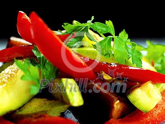 grilled fresh meat and vegetables organic healthy food isolated on white background