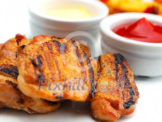 chicken grill food meat sliced isolated on white background chicken grill food meat sliced isolated on white background