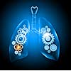 Human lungs with mechanisms. Health and medicine