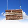 Image of wooden hanging blank banner. Place for text