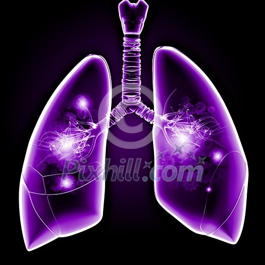 Human lungs with mechanisms. Health and medicine