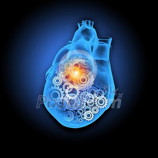 Human heart image with mechanisms. Health and medicine Human heart image with mechanisms. Health and medicine
