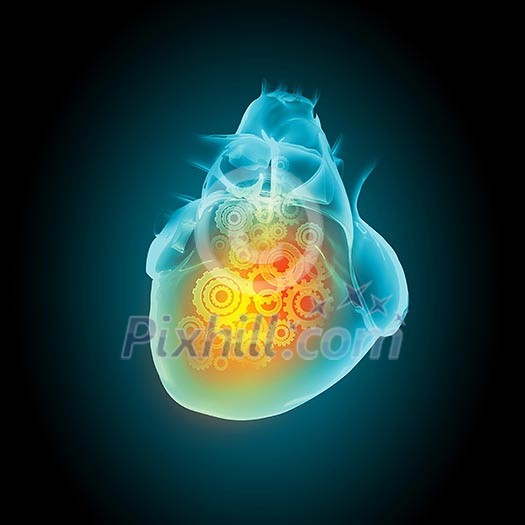 Human heart image with mechanisms. Health and medicine Human heart image with mechanisms. Health and medicine
