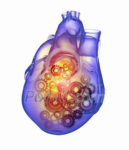 Human heart image with mechanisms. Health and medicine Human heart image with mechanisms. Health and medicine