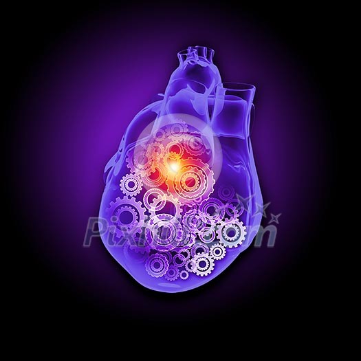 Human heart image with mechanisms. Health and medicine Human heart image with mechanisms. Health and medicine